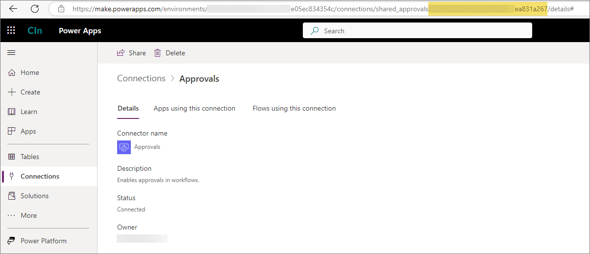Create Approval Connection Id